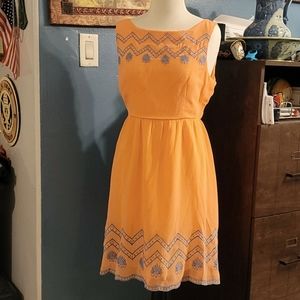 Peach summer dress with embroidery